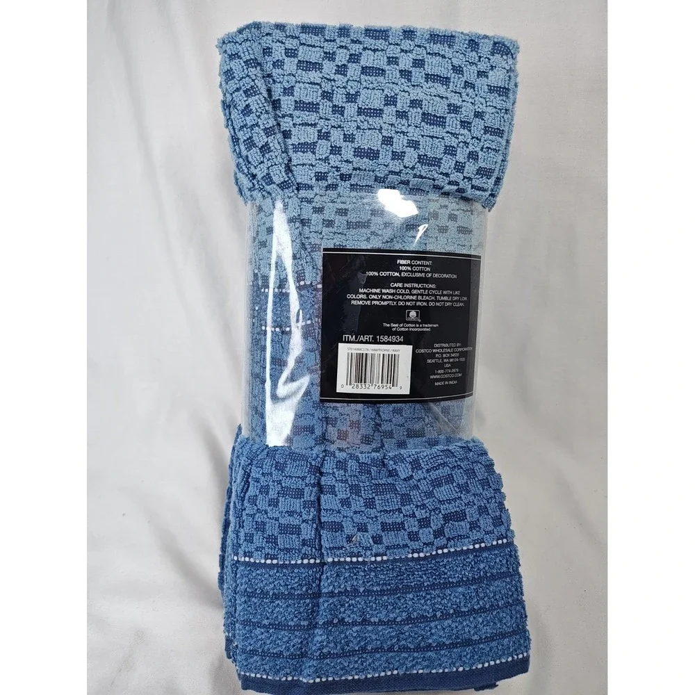 Culinary Classics Kitchen Towels 8 Pack Blue 17x28 100% Cotton 1584934 Hawthorne